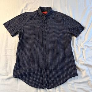 Zara Shirt Men's Size L Blue Button Up Short Sleeves Collared Preppy Slim Fit